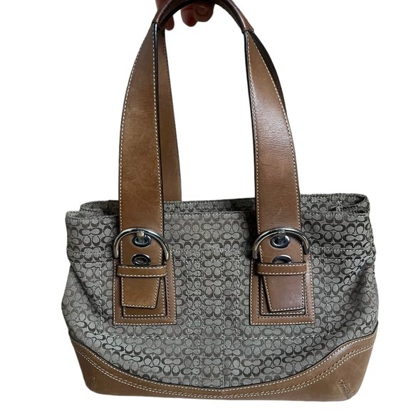 Coach Soho Camel Monogram Canvas Leather Shoulder Bag - Picture 4 of 11